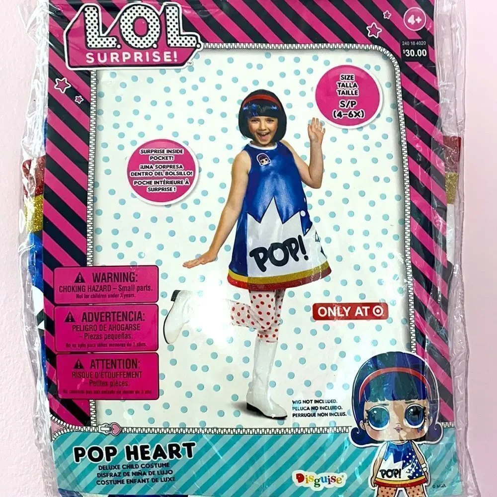 🔥LOL SURPRISE COSTUME POP HEART SZ 4/6x new